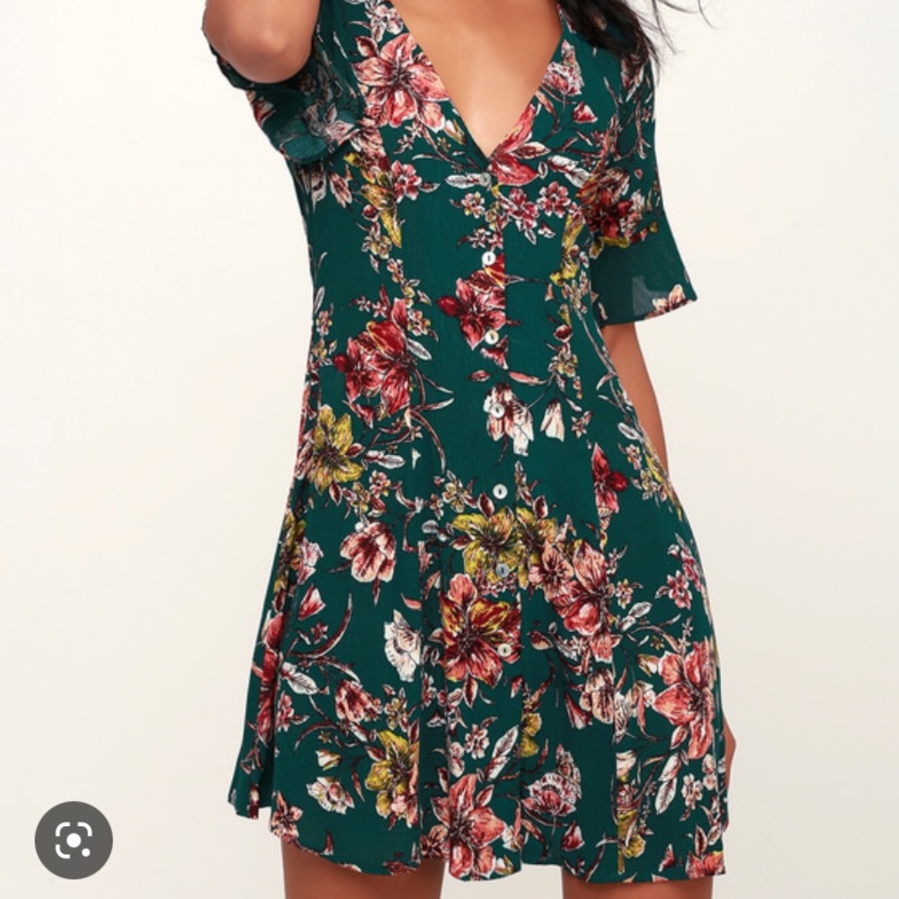 COPY - Lulu’s small Green Floral button down dress! NWOT TB